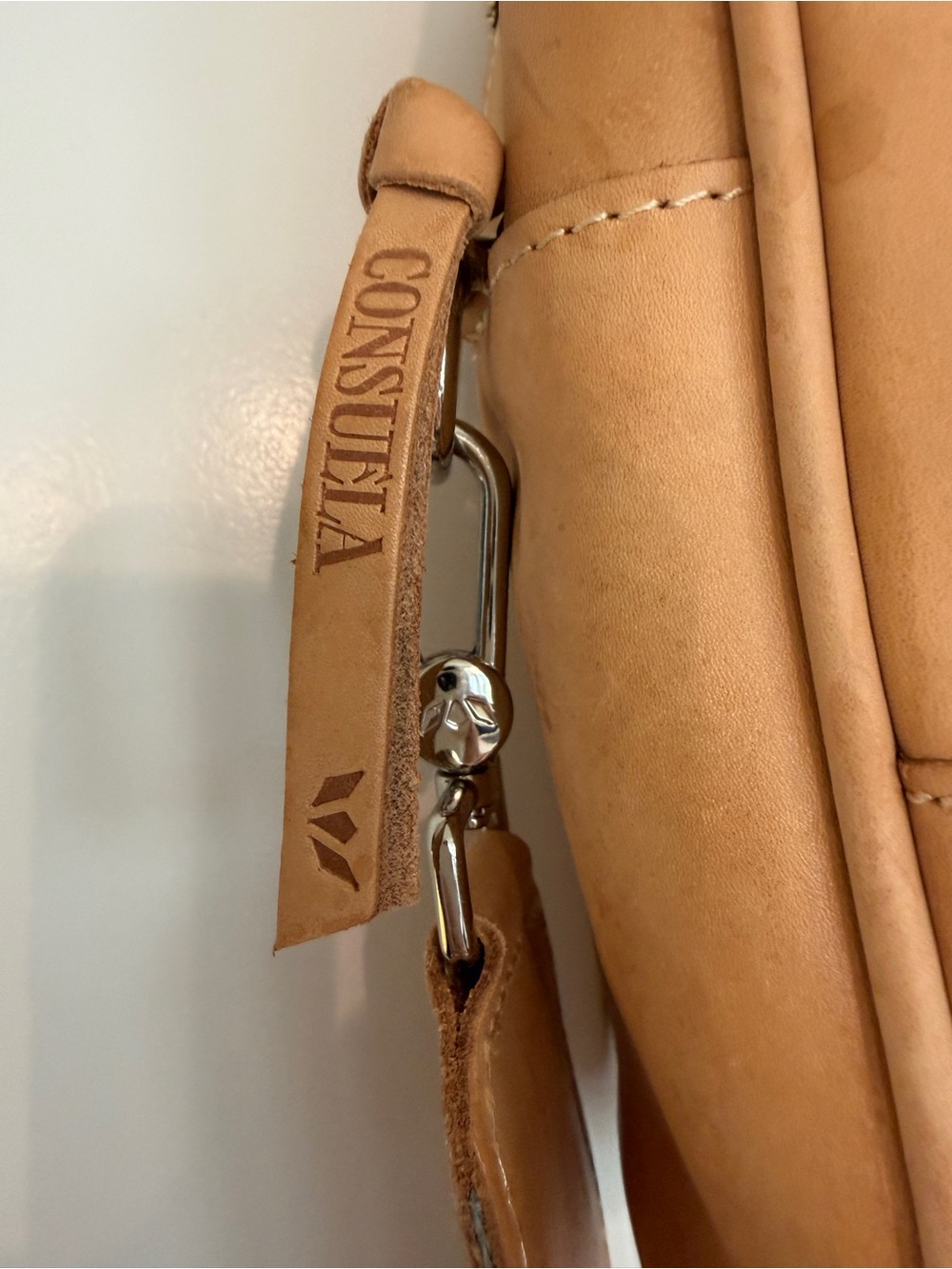 Consuela Untreated Natural Tan Leather Satchel with Colorful Woven Tassel - Picture 4 of 10